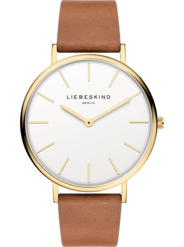 Liebeskind Kwartshorloge lichtbruin/goudkleurig/wit