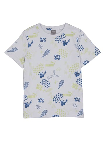 Puma Shirt "ESS+ FC AOP" in Creme/ Blau/ Gelb