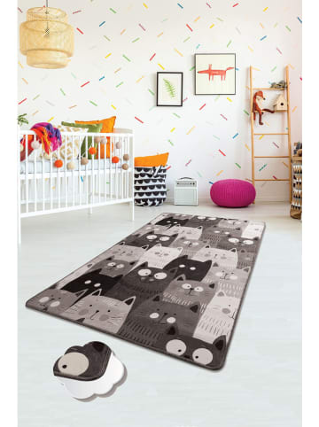 Mioli Laagpolig tapijt "Cats" grijs/wit