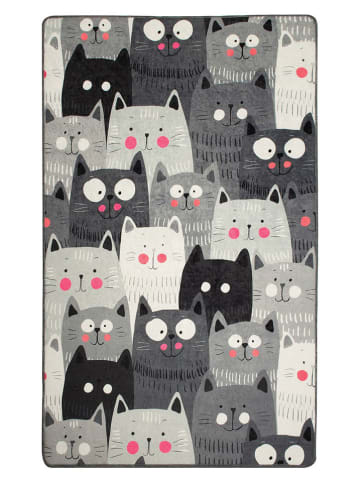Mioli Laagpolig tapijt "Cats" grijs/wit