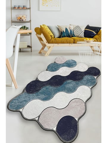 Mioli Kurzflor-Teppich in Creme/ Blau