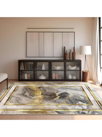 Mioli Kurzflor-Teppich "Els" in Grau/ Gold