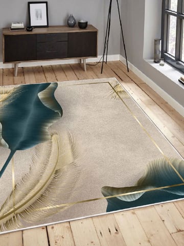 Mioli Katoenen tapijt beige/groen/goudkleurig