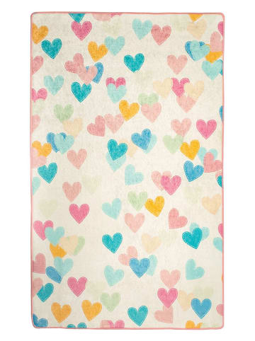 Mioli Kurzflor-Teppich "Hearts" in Creme/ Rosa/ Blau
