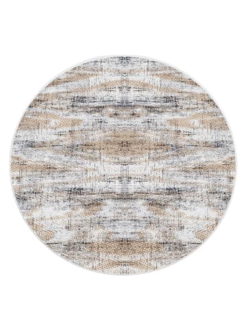 Mioli Kurzflor-Teppich in Beige/ Weiß