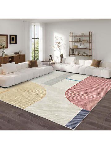 Mioli Kurzflor-Teppich "Infkece" in Creme/ Rot/ Gelb