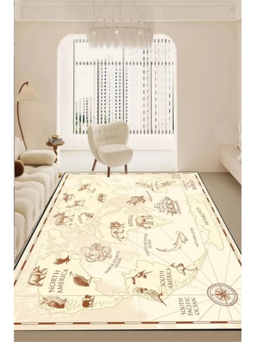 Mioli Kurzflor-Teppich ''Map'' in Creme