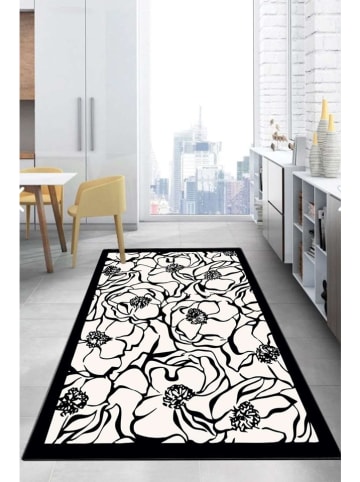 Mioli Laagpolig tapijt ''Weefsel'' wit/zwart