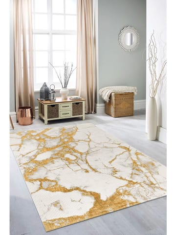 Mioli Laagpolig tapijt "Wilto" wit/goudkleurig