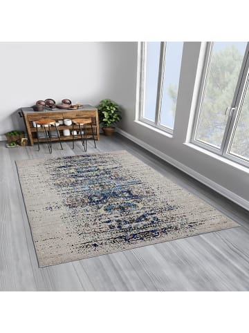 Mioli Kurzflor-Teppich in Blau/ Beige