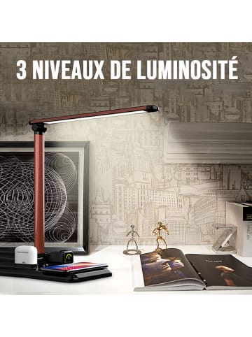 SmartCase 4in1-LED-Tischleuchte mit Docking-Station in Braun