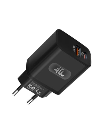 SmartCase Wtyczka sieciowa w kolorze czarnym z 2 portami