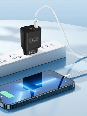 SmartCase Wtyczka sieciowa w kolorze czarnym z 2 portami