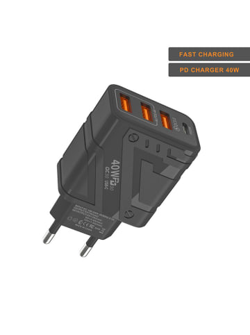 SmartCase Wtyczka sieciowa w kolorze czarnym z 4 portami