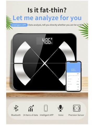 SmartCase Waga łazienkowa Bluetooth w kolorze czarnym