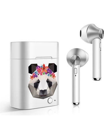 SmartCase Słuchawki bezprzewodowe "Panda" w kolorze srebrnym ze wzorem