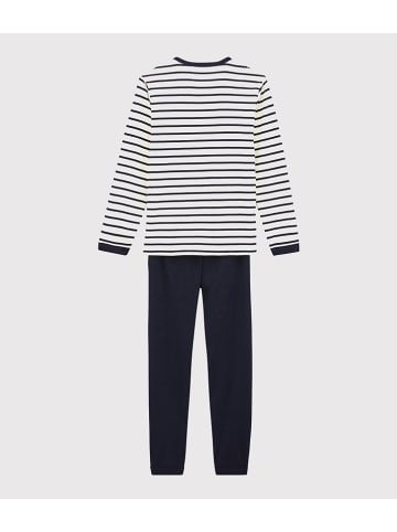 PETIT BATEAU Pyjama in Dunkelblau/ Weiß
