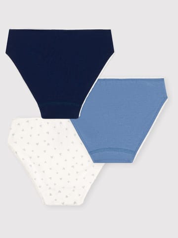 PETIT BATEAU 3er-Set: Slips in Dunkelblau/ Blau/ Weiß