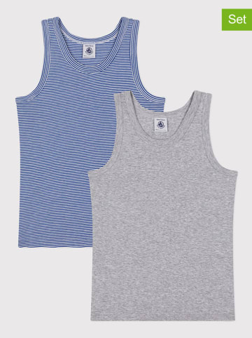 PETIT BATEAU 2er-Set: Unterhemden in Blau/ Grau