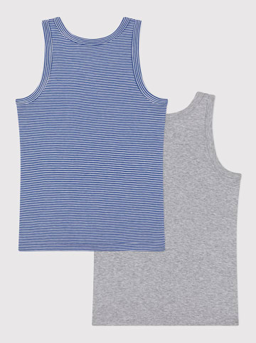 PETIT BATEAU 2er-Set: Unterhemden in Blau/ Grau
