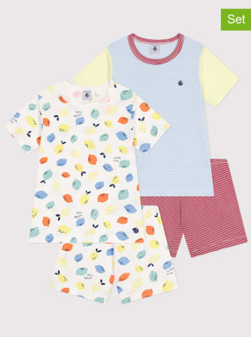 PETIT BATEAU Piżamy (2 szt.) w kolorze biało-błękitno-różowym