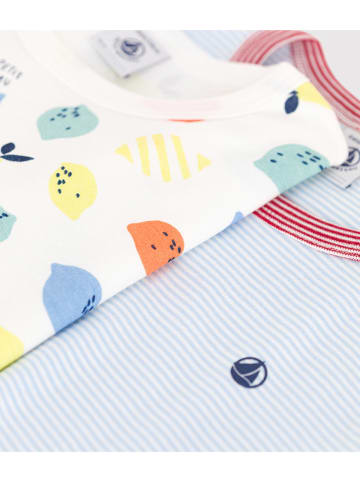 PETIT BATEAU 2-delige set: pyjama's wit/lichtblauw/roze