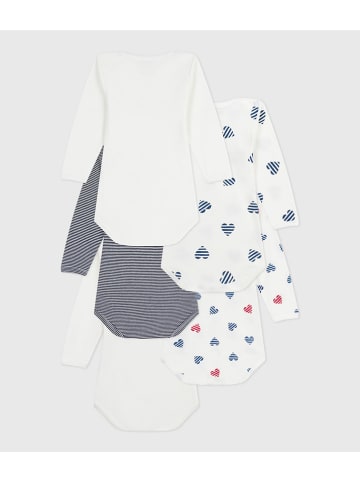PETIT BATEAU 5er-Set: Bodys in Dunkelblau/ Weiß