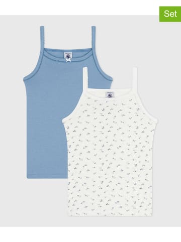PETIT BATEAU 2-delige set: hemdjes crème/lichtblauw