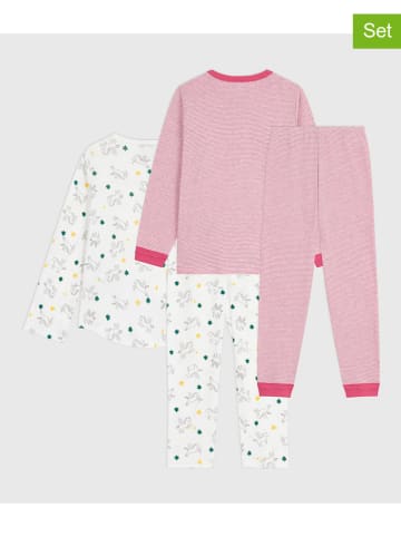 PETIT BATEAU Piżamy (2 szt.) w kolorze białym i jasnoróżowym