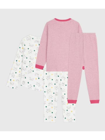 PETIT BATEAU Piżamy (2 szt.) w kolorze białym i jasnoróżowym