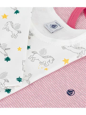 PETIT BATEAU 2-delige set: pyjama's wit/lichtroze