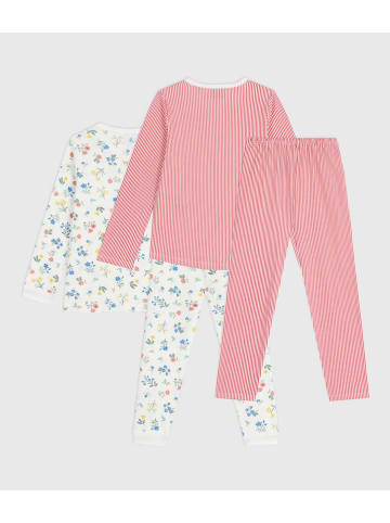PETIT BATEAU 2er-Set: Pyjamas in Weiß/ Rosa