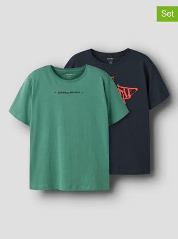 name it 2-delige set: shirts "Benno" groen/donkerblauw