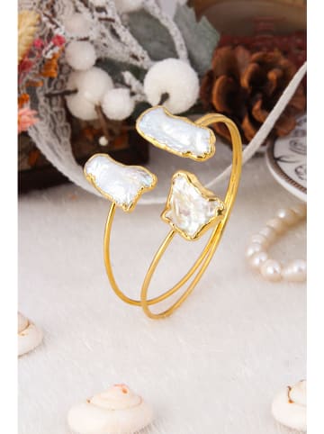 Pierres delicates Vergulde armband met parelmoer