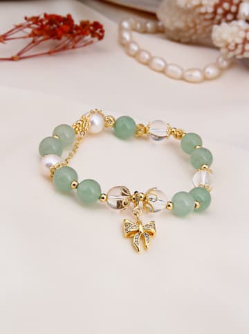 Pierres delicates Vergulde armband met edelstenen en parels