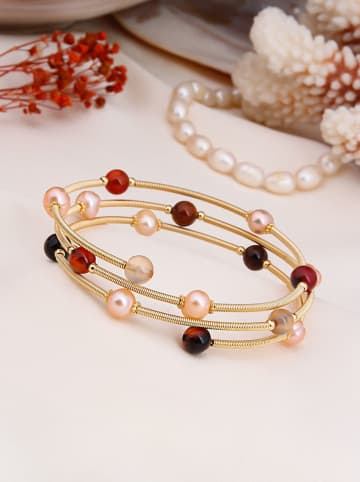 Pierres delicates Vergulde armband met parels en edelstenen