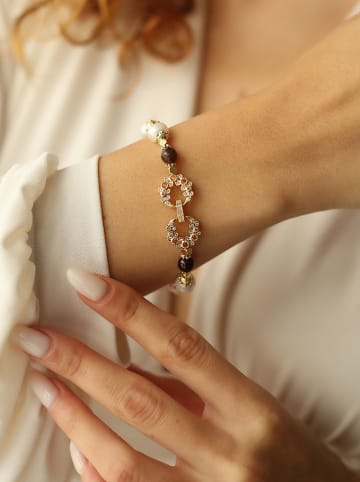 Pierres delicates Vergulde armband met edelstenen en parels