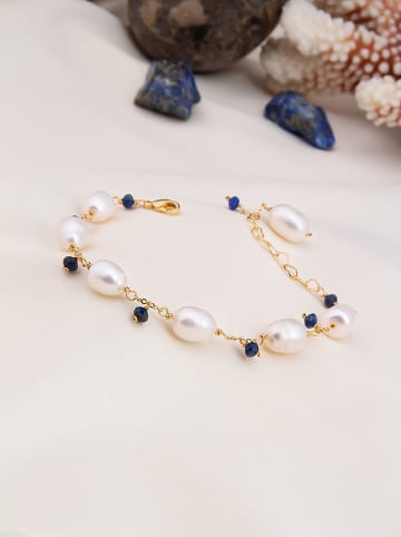 Pierres delicates Vergulde armband met edelstenen en parels