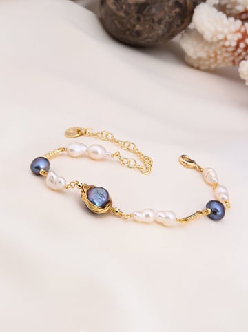Pierres delicates Pozłacana bransoletka z masą perłową i perłami