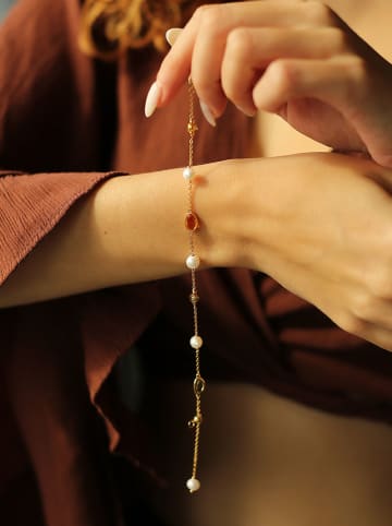 Pierres delicates Vergulde armband met edelstenen en parels