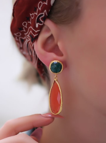L'Atelier de Gaia Vergulde oorstekers met edelstenen