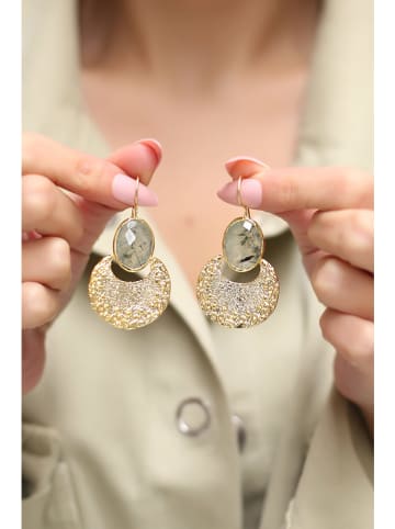 Pierres delicates Vergulde oorhangers met edelstenen