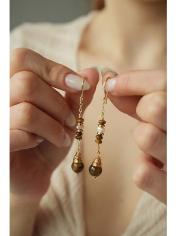 Pierres delicates Vergulde oorhangers met edelstenen