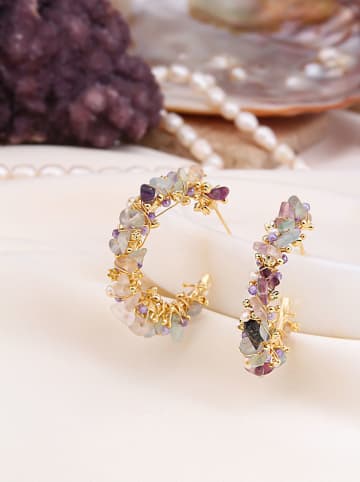 Pierres delicates Vergold. Halbcreolen mit Perlen und Edelsteinen