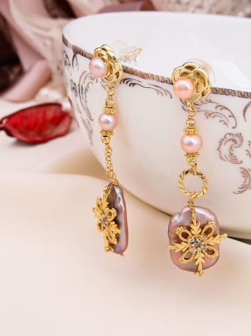 Pierres delicates Vergold. Ohrstecker mit Perlen und Edelsteinen