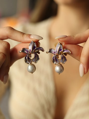 Pierres delicates Vergulde oorstekers met parels