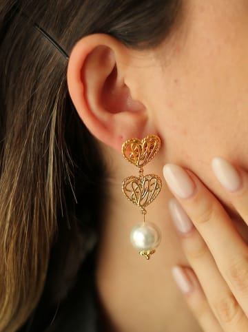 Pierres delicates Vergulde oorstekers met parels