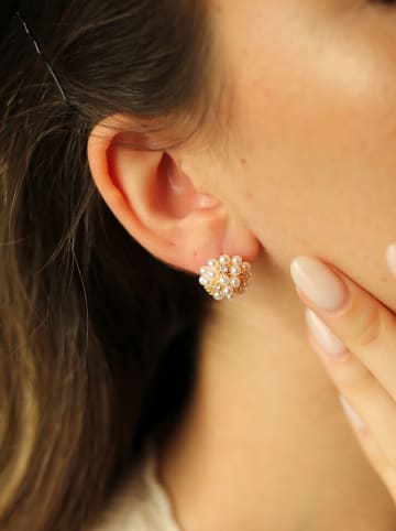 Pierres delicates Vergulde oorstekers met parels en edelstenen