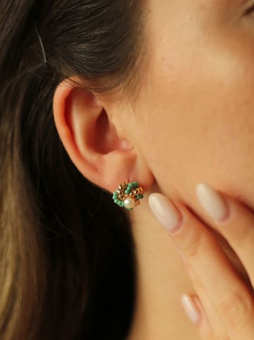 Pierres delicates Vergulde oorstekers met parels en edelstenen