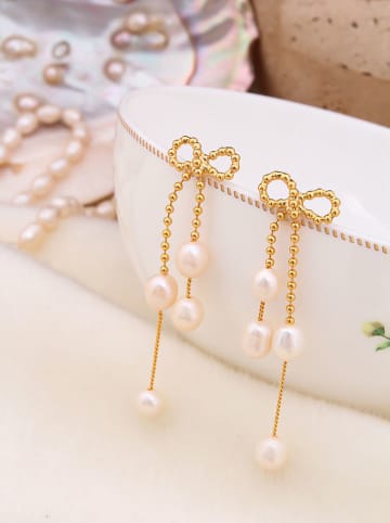 Pierres delicates Pozłacane kolczyki-wkrętki z perłami